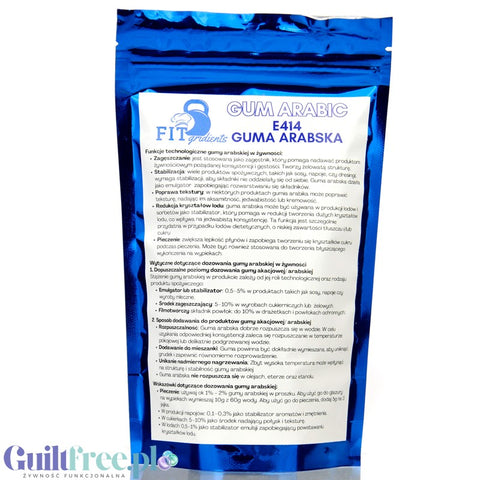FITgridients Gum Arabic E414 - natural thickener, stabilizer and emulsifier, pure 100% without fillers