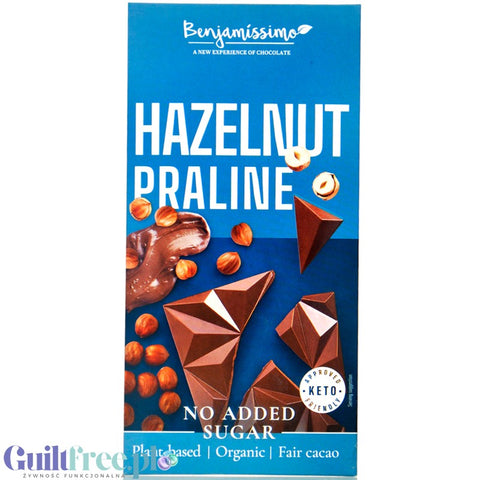 Benjamissimo Praline - organiczna wegańska keto czekolada bez dodatku cukru i maltitolu z orzechami laskowymi