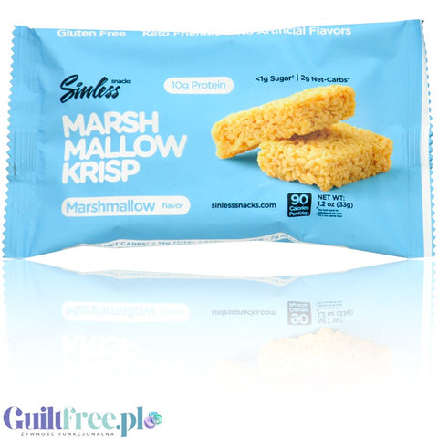 Sinless Low Carb Marshmallow Krisp Bar 90kcal - niskowęglowodanowy chrupiący baton piankowy bez cukru i maltitolu
