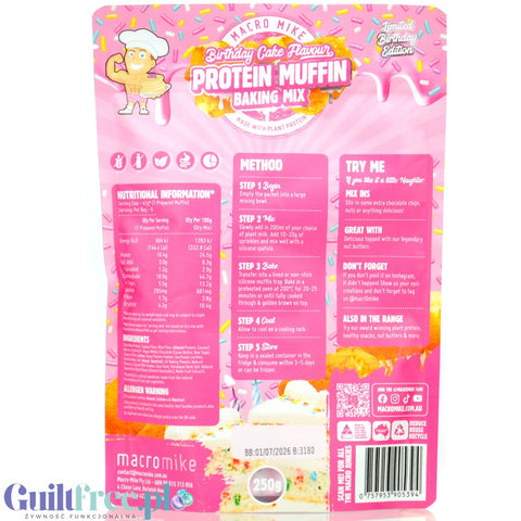 Macro Mike Protein Muffin Baking Mix, Birthday Cake - a mix for making protein muffins