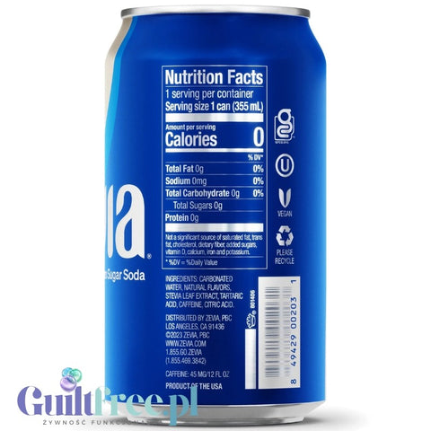Zevia Vanilla Cola - 100% natural vanilla cola without calories with stevia