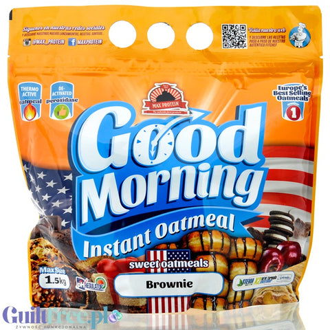 Max Protein Good Morning Oatmeal Brownie 1.5kg instant oatmeal with chocolate cake flavor