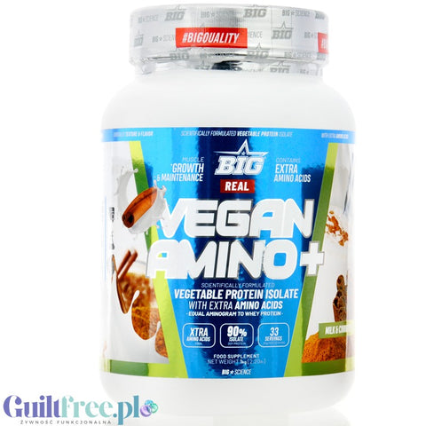 BIG® Vegan Amino+, Milk & Cinnamon 1kg - vegan protein supplement flavored with milk and cinnamon