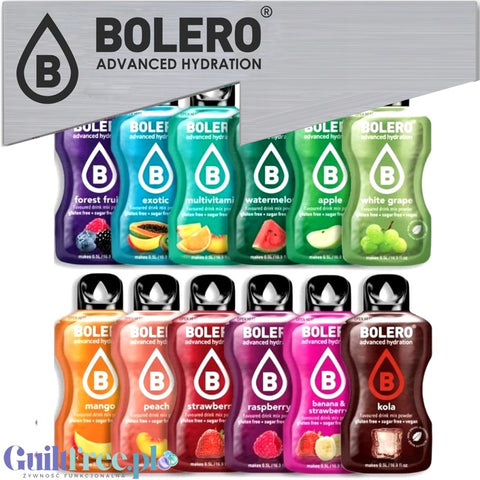 Bolero Sticks Drink Mix Flavors 12 sachets, each different, best flavors