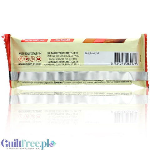 Naughty Boy Esco Protein Bar, White Chocolate Caramel Biscuit - baton 20g białka & 200kcal, smak Biała Czekolada & Spekulatius
