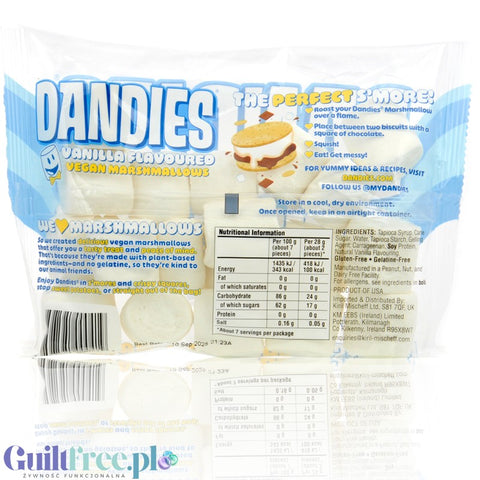 Dandies Vegan Marshmallows Vanilla XXL - vegan GIGA marshmallows with vanilla flavor, no artificial colors or flavors