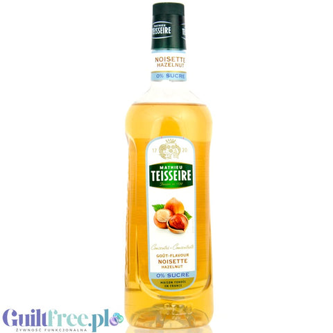 Teisseire Hazelnut Syrup 0% 1L - wegański syrop bez cukru do kawy o smaku orzechów laskowych