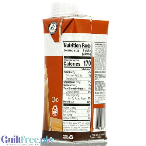 Quest Protein Shake Coffee RTD - kawowy szejk proteinowy 30g białka w 170kcal, bez cukru