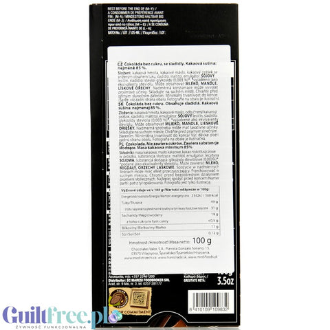Valor sugar free dark chcolate 85% cocoa