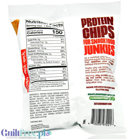 Legendary Popped Protein Chips, Pizza - chipsy proteinowe 20g białka, Pizza