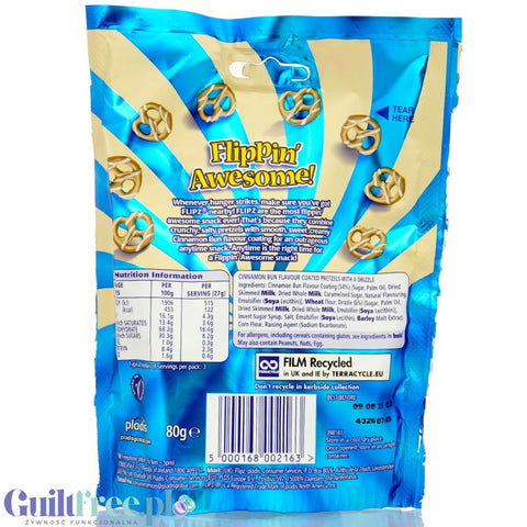 Flipz Cinnamon Bun (CHEAT MEAL) - pretzels in icing glaze with cinnamon flavor.