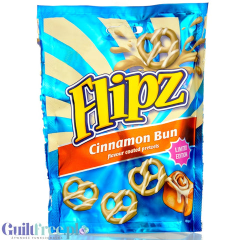 Flipz Cinnamon Bun (CHEAT MEAL) - pretzels in icing glaze with cinnamon flavor.