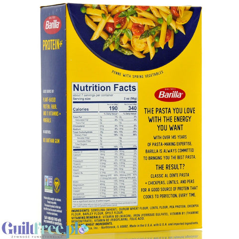 Barilla Protein+ Penne - makaron proteinowy z białkiem grochu, ciecierzycy i witaminami, Pióra