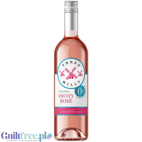 Three Mills Fruity Rosé vol 0% - wegańskie różowe wino bezalkoholowe z naturalnymi ekstraktami botanicznymi 29kcal