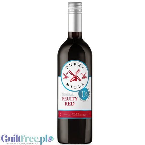 Three Mills Fruity Red vol 0% - wegańskie czerwone wino bezalkoholowe z naturalnymi ekstraktami botanicznymi 33kcal