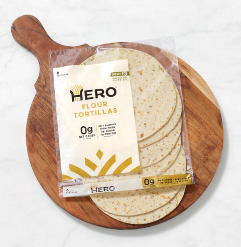 Hero Bread Tortilla Wraps - keto high protein tortillas 80kcal, 1g carbohydrates & 7g protein