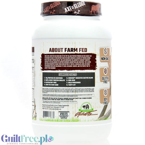 Axe & Sledge Farm Fed, Chocolate Milkshake - a unique protein supplement for the demanding 100% WPI, 25g protein