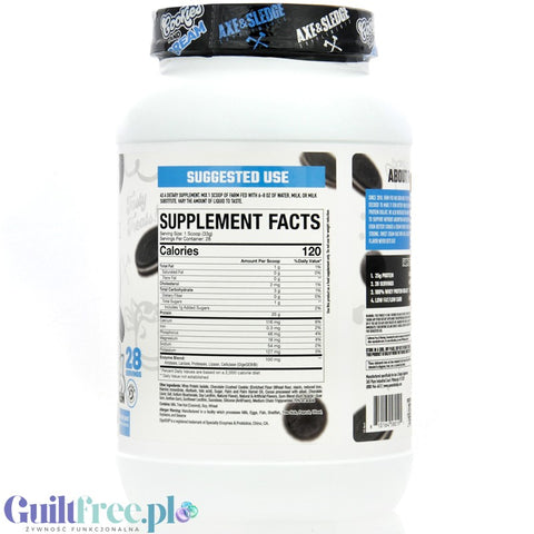 Axe & Sledge Farm Fed, Cookies & Cream - upscale protein supplement 100% WPI, 25g protein
