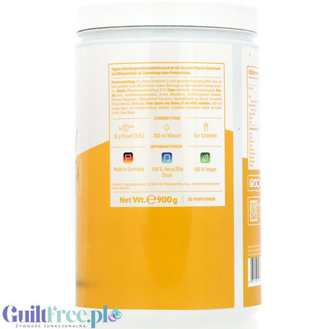 Rocka Nutrition Protein Shake Caramel Popcorn 900g - vegan protein supplement 4 protein sources, Caramelized Popcorn flavor