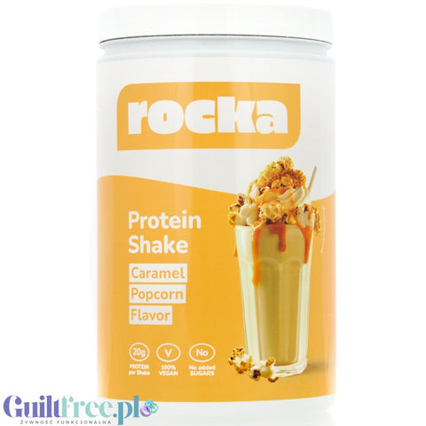 Rocka Nutrition Protein Shake Caramel Popcorn 900g - vegan protein supplement 4 protein sources, Caramelized Popcorn flavor