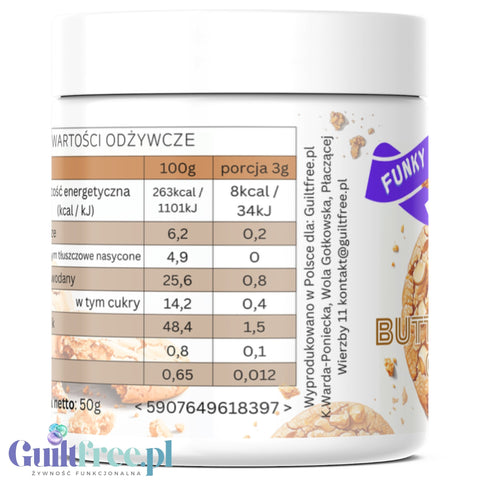 Funky Flavors Splash Butterscotch Cookie 50g - aromat słodzący w proszku bez cukru, smak Maślanego Herbatnika
