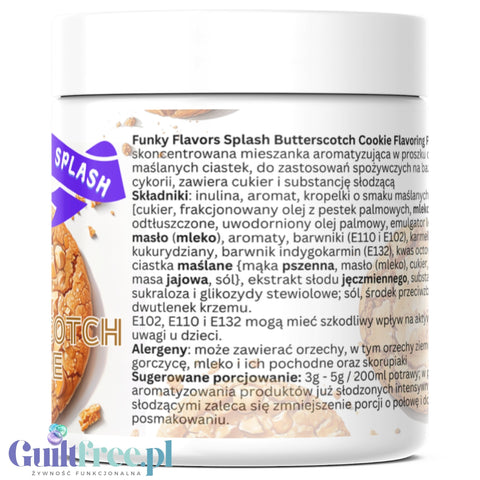 Funky Flavors Splash Butterscotch Cookie 50g - sugar free sweetener powder, Butterscotch Cookie flavor