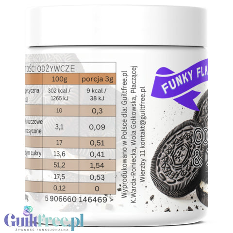 Funky Flavors Splash Cookies & Cream 50g - skoncentrowany ciasteczkowy aromat słodzący w proszku