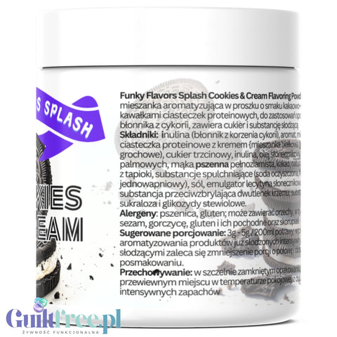 Funky Flavors Splash Cookies & Cream 50g - skoncentrowany ciasteczkowy aromat słodzący w proszku