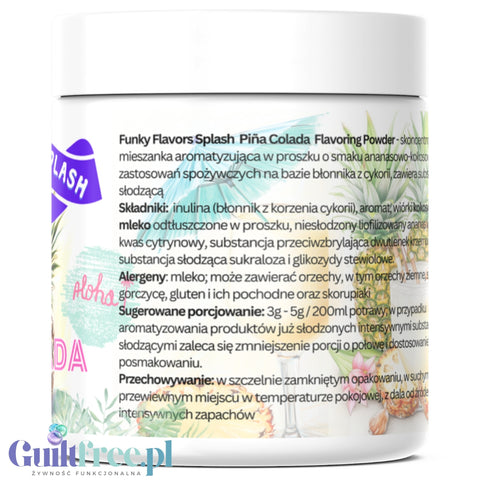 Funky Flavors Splash Pina Colada 50g - aromat słodzący w proszku bez cukru z kokosem i ananasem