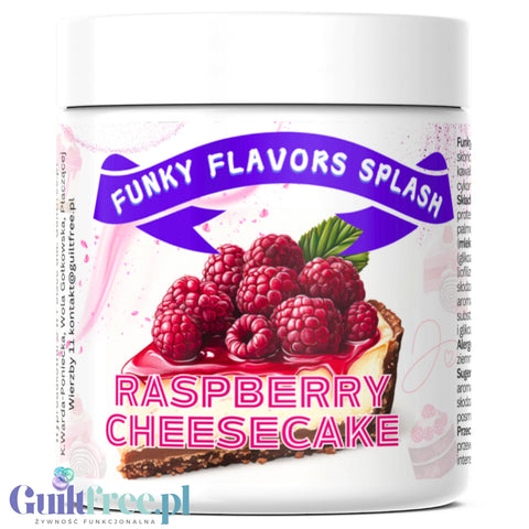 Funky Flavors Splash Raspberry Cheesecake 50g - sernikowy aromat słodzący w proszku, z malinami i ciasteczkami