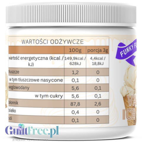 Funky Flavors Splash Vanilla Ice Cream 200g - błonnikowy aromat słodzący w proszku Lodów Waniliowych
