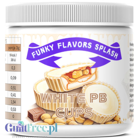 Funky Flavors Splash White PB Cup 200g  - błonnikowy aromat słodzący w proszku Białej Czekolady & Masła Orzechowego