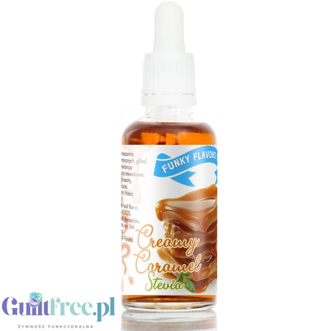 Funky Flavors Sweet Creamy Caramel Stevia - kropelki smakowe ze stewią aromat bez cukru & bez tłuszczu, Karmel
