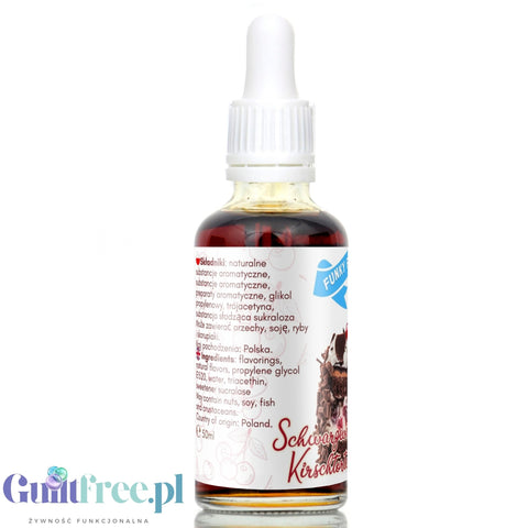 Funky Flavors Sweet Schwarzwälder Kirschtorte - słodkie kropelki smakoe bez cukru, tłuszczu i kcal, Tort Czekoladowy z Wiśniami