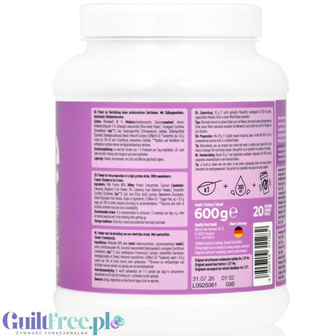 More Nutrition Protein Milkshake Raspberry Ice Cream 0.6kg - thick protein shake with casein, Raspberry Ice Cream flavor.