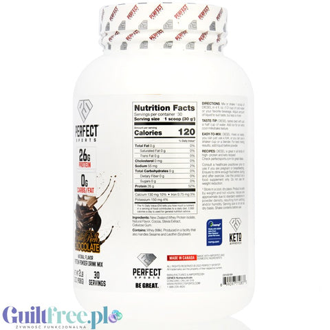 Perfect Sport Diesel 100% Whey Isolate Triple Rich Chocolate - izolat WPI bez cukru i tłuszczu, 26g białka & 120kcal