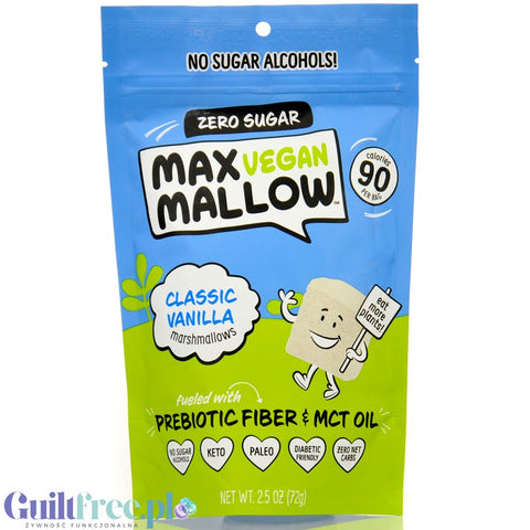 Max Mallow Vegan Classic Vanilla - wegańskie keto pianki marshmallow bez cukru i polioli z MCT