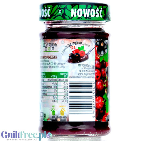Łowicz Red and Black Currant Jam 6kcal - currant jam without added sugar, ultra low calorie