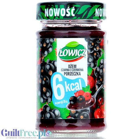 Łowicz Dżem z Czerwonej i Czarnej Porzeczki 6kcal - dżem porzeczkowy bez dodatku cukru, ultra niskokaloryczny