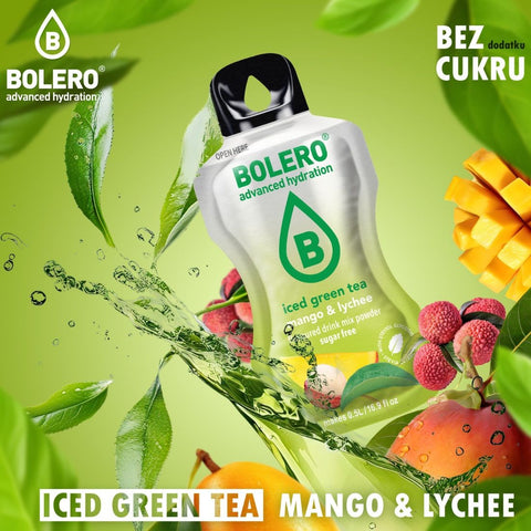 Bolero Drink Iced Green Tea Mango & Lychee 8g - instant drink in a sachet, with stevia, Iced Green Tea with Mango and Lychee