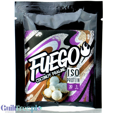 Fuego Iso Protein Coconut Praline 30g - izolat białek serwatkowych o smaku kokosowych pralinek