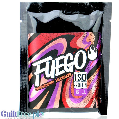 Fuego Iso Protein Strawberry Milkshake 30g - izolat białek serwatkowych o smaku truskawkowego milkshake'a