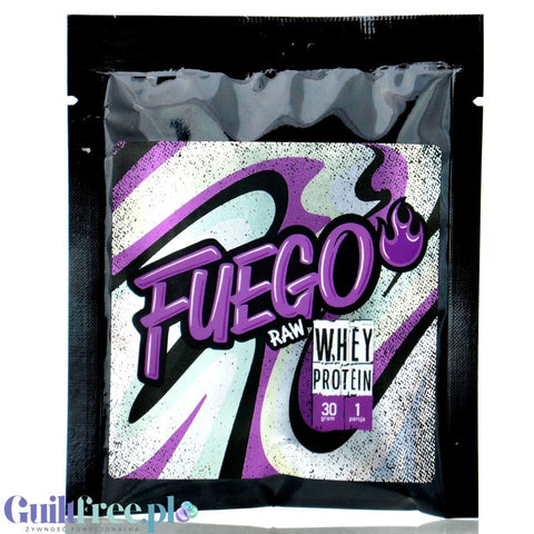 Fuego Whey Protein Raw 30g - naturalny koncentrat białek serwatkowych bez cukru, słodzików i aromatów