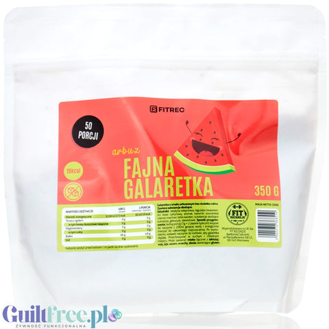FitRec Cool Jelly Watermelon XL - 50 Servings, sugar-free jelly 19kcal per serving