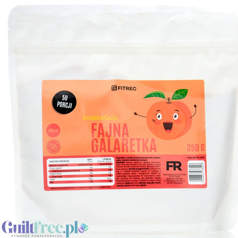 FitRec Cool Jelly Peach XL 350g - 50 Servings, sugar free jelly 19kcal per serving.jpg