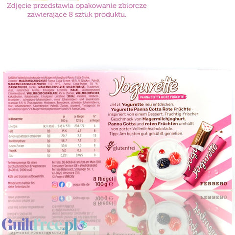 Yogurette  Panna Cotta Rote Früchte (CHEAT MEAL) - batoniki czekoladowe z masą panna cotta i czerwonymi owocami
