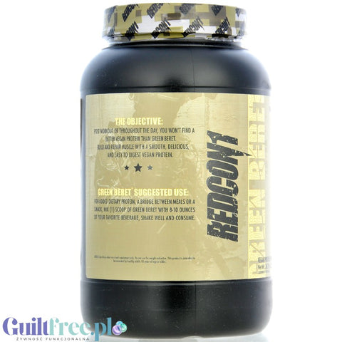 RedCon1 Green Beret Vegan Protein Strawberry - vegan protein supplement with stevia and erythrol, no sucralose