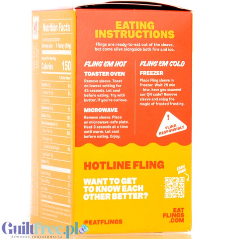 Flings Toaster Pasties Sticky Cinnamon - 4 proteinowe nadziewane ciacha bez cukru i glutenu, jak Pop Tarts