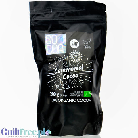 Raw Cocoa Ceremonial Cocoa 200g - surowa wegańska czekolada 100% kakao ceremonialne bez cukru i słodzików 200g