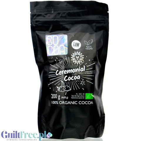 Raw Cocoa Ceremonial Cocoa 200g - surowa wegańska czekolada 100% kakao ceremonialne bez cukru i słodzików 200g
